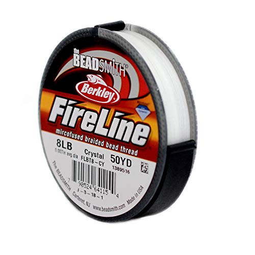 The Beadsmith Fireline by Berkley – Micro-Fused Braided Thread – 8lb. Test, 007”/.17mm Diameter, 50 Yard Spool, Crystal Color – Super Strong Stringing Material for Jewelry Making and Bead Weaving…