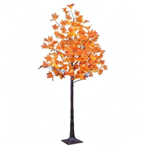 LIGHTSHARE 6FT 120LED Artificial Lighted Maple Tree Warm White Fall Decorations Indoor Ourdoor, Orange