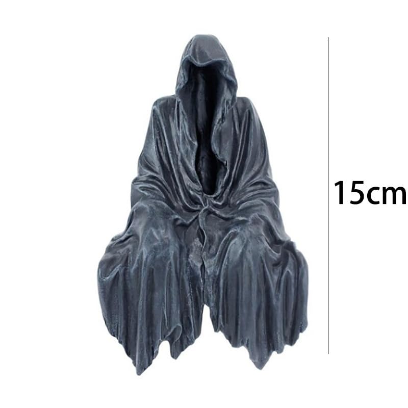 Peibang 5.9 Inch Mysterious Black Robe Statue -Spooky Decorations with Resin Figurine