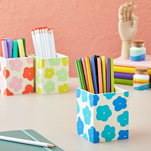 3 Pack Unfinished Wood Pencil Holder Cups for Office - Pen Accessories Organizer and Storage for Classroom Desk (3 in)