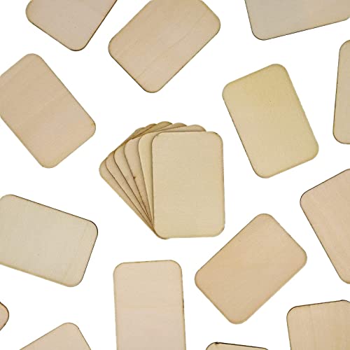 60 Pack Unfinished Wood Cutouts for Crafts, Rectangle Wooden Slices for DIY Projects (2 x 3 in)