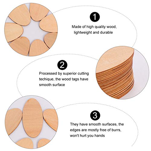 20pcs Unfinished Wood Cutouts - Oval & Round Shapes for DIY Crafts, Wedding, Christmas Ornaments & Gifts