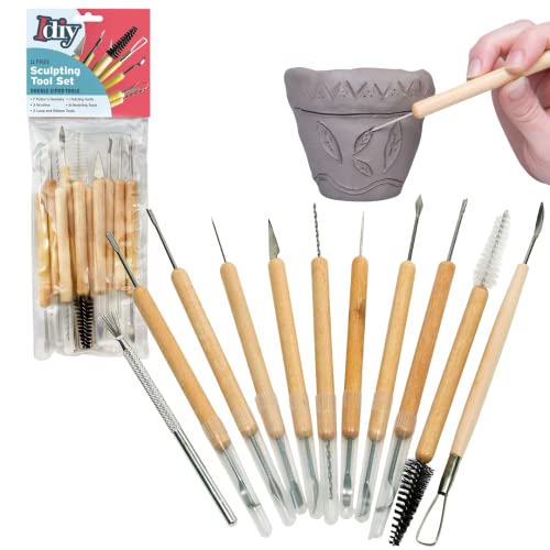 Pottery Tool Kit -21 Tip Double Sided, 11-Piece Tool Beginner's Clay Sculpting Set, Clay, Wood Carving, Ceramic Art Project Accessory for School, Classrooms, Kids/Adults, Birthday Gift, Craft Activity