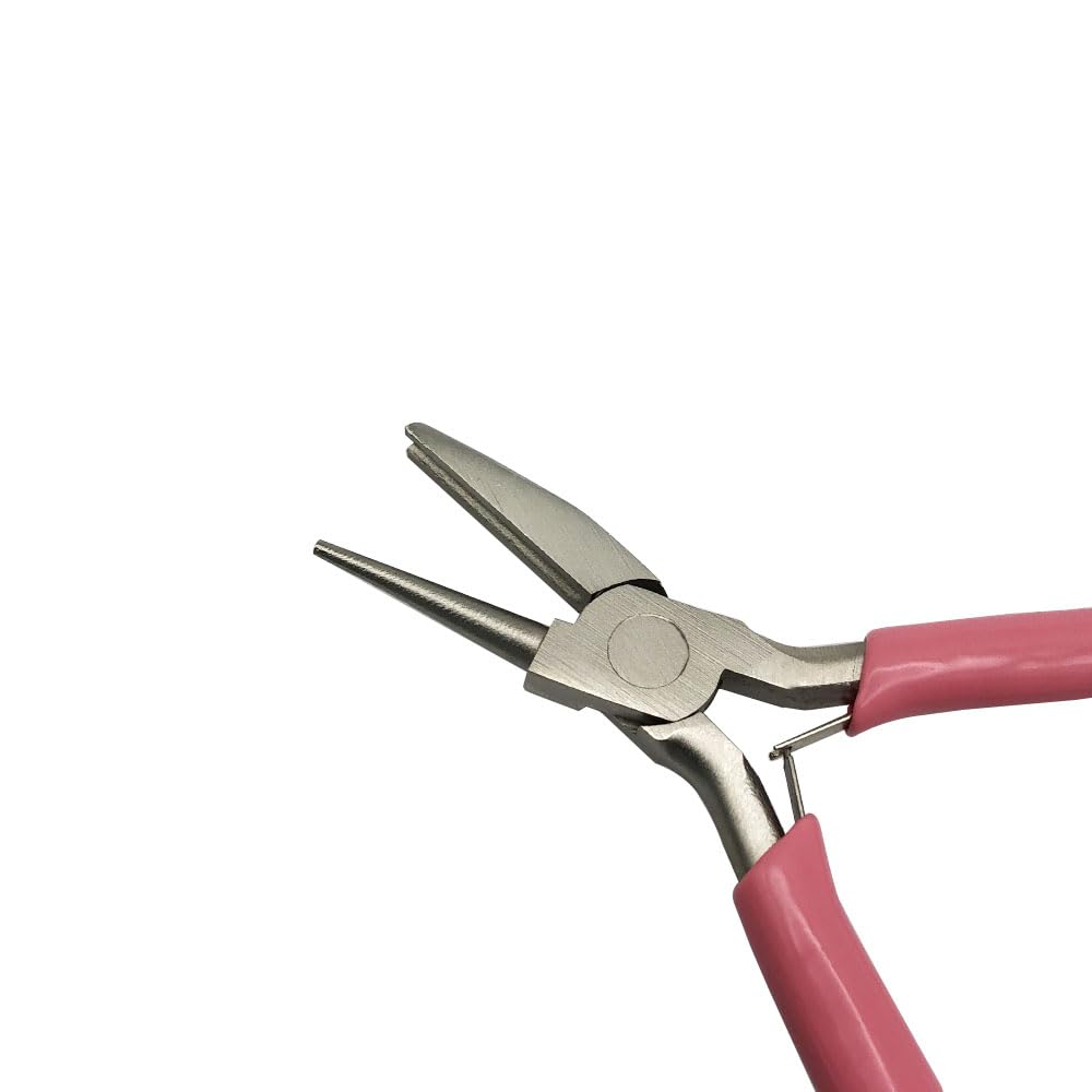 1PCS 5 Inches Pink Jewelry-making pliers Beadsmith Concave Round Nose Pliers – Wire Looping and Bending Tool – Jewelry-Making Instrument Metal ring-making tools