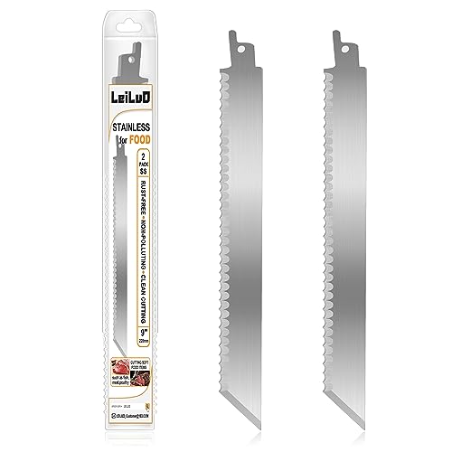 LEILUO 9-Inch Soft Material Cutting Reciprocating Saw Blades 2 Piece Stainless Steel Sawzall Blades for Cutting Meat Sponge Fiber with Storage Case
