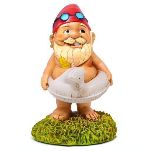 9” Funny Unicorn Pool Float Garden Gnome – Hilarious Lawn Statue for Outdoor Decor – All-Weather Resin Yard Ornament – Unique Housewarming & Gag Gift