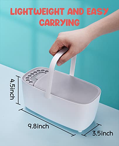 GAMENOTE Paint Brush Cleaner - Paint Brush Holder with Palette and Handle, Paint Brush Rinser for Acrylic, Watercolor, and Water-Based Paints, Painting Art Supply Storage Organizer (White+Grey)