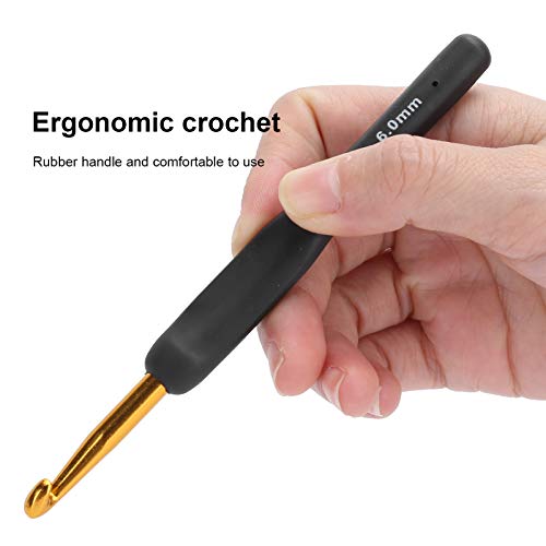 9Pcs Crochet Hook Set 2.0mm - 6.0mm Knitting & Crochet Supplies with Ergonomic Handle Crochet Hooks Kit for Arthritic Hands Sweater Sewing Thread Black Handle Craft Accessories Knitting Tools
