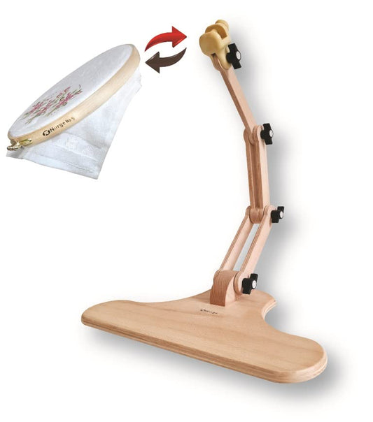 Nurge Adjustable Embroidery Table Stand, Cross Stitch Hoop Stand, Embroidery Hoop Holder. Hand Polished Natural Wood (190-4 Embroidery Stand)