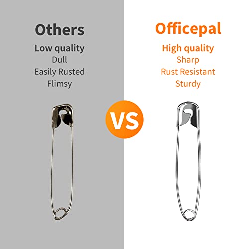 Officepal Premium Quality 4-Size Pack of Safety Pins- Top 250-Count – Durable, Rust-Resistant Nickel Plated Steel Set- Best Sewing Accessories Kit for Baby Clothing, Crafts, Arts (4-Size in 1 No.001)