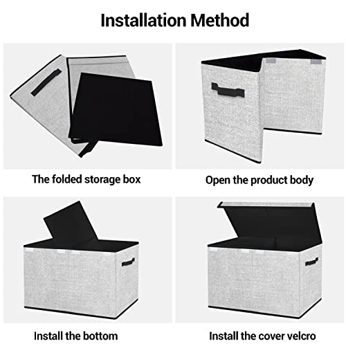 homyfort Large Toy Box Storage Chest for Girls Kids,Collapsible Toy Bin Organizer Basket with Lids for Blanket,Toys,Toddler,Nursery,Playroom (White)