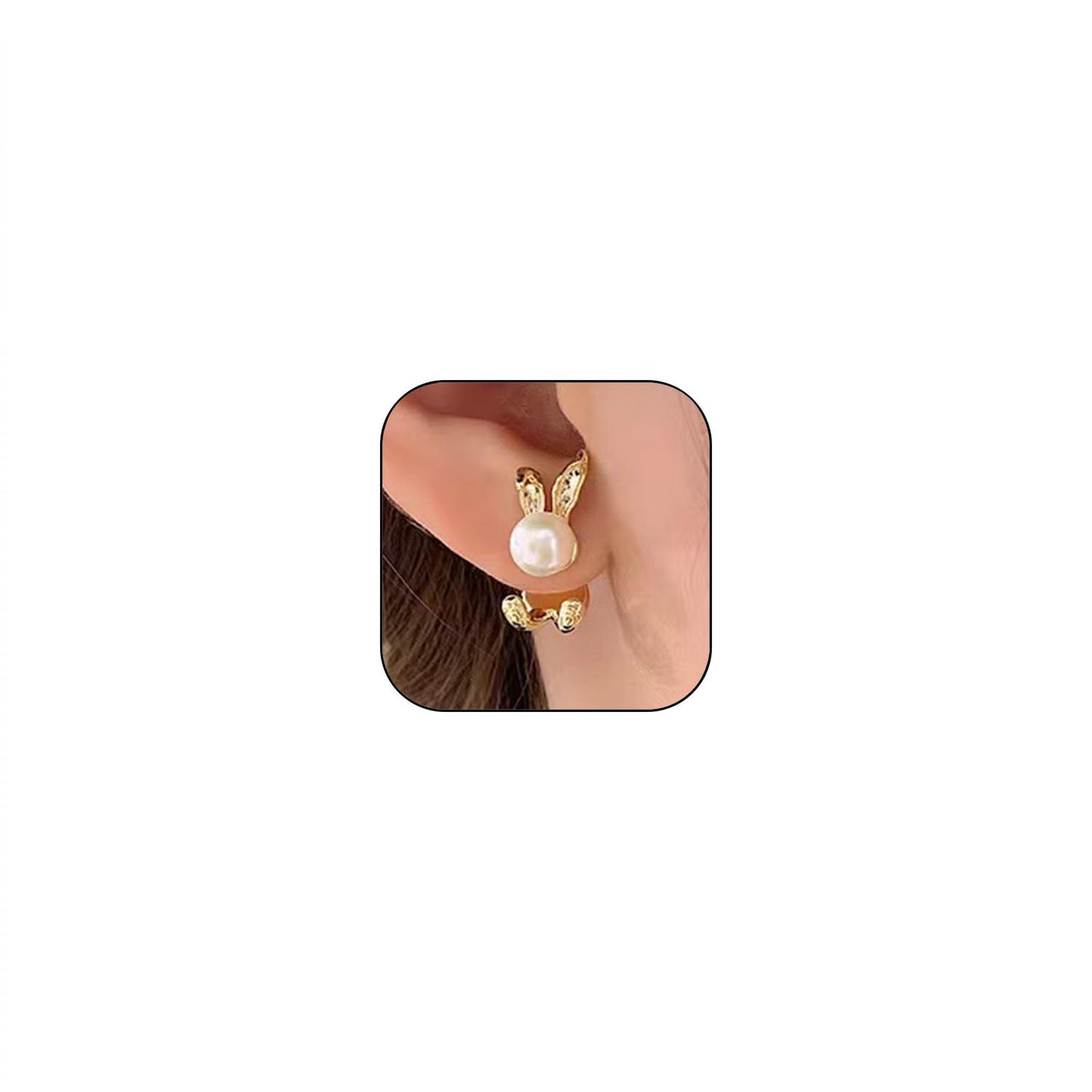 Easter Bunny Earrings for Women Cute Pearl Rabbit Ear Jacket Earrings for Women Party Jewelry (Rabbit Jacket earrings)