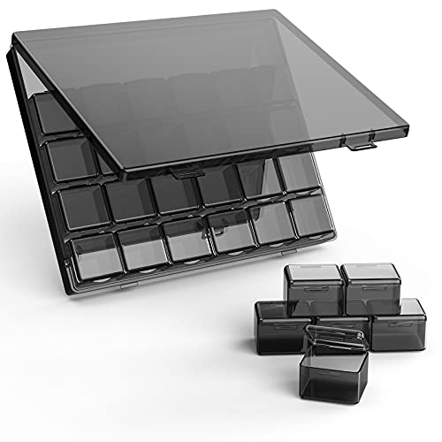 DOHIMGIO 30 Packs Plastic Stackable Organizer Container with Lids, Mini Containers for Beads, Glitter, Slime, Paint or Seed Storage - Black (Black)
