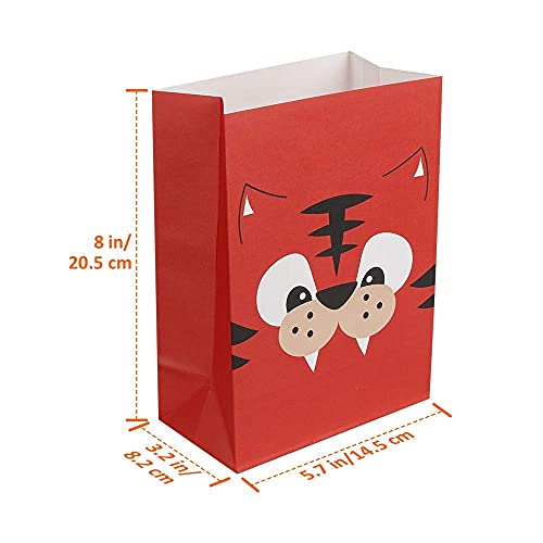 Mocoosy 24 PCS Animal Party Favor Gift Bags, Kids Goodie Bags for Birthday Party, Paper Candy Treat Bags Small Gift Wrap Bags for Jungle Safari Theme Party Baby Shower Supplies