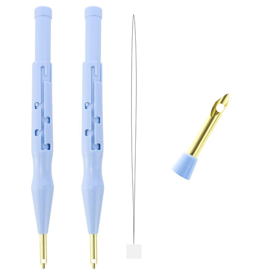 2 Pack Adjustable Embroidery Punch Needle Pen Tool, Felting Threader for Rug DIY Handmade Art Crafts Stitching Applique Embellishment