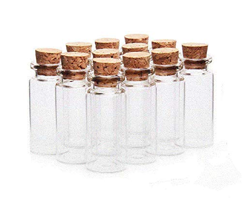 esowemsn 24pcs 10ml Clear Glass Jars Bottles with Cork Stoppers, Glass Bottles for Decoration, Arts & Crafts, Projects, Party Favors