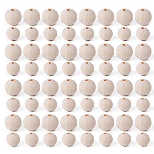 600 Pieces 20mm and 16mm Wood Beads Unfinished Natural Wooden Loose Beads Round Ball Wood Spacer Beads for Crafts DIY Jewelry Making