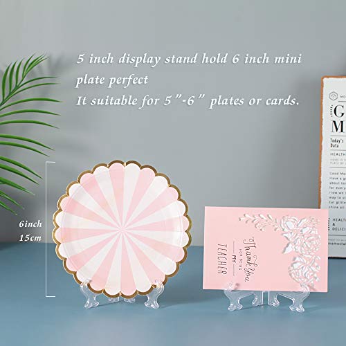 Artliving 5" Clear Plastic Easels or Stand/Plate Holders to Display Pictures or Other Items at Weddings, Home Decoration, Birthdays, Tables (24 Pack)