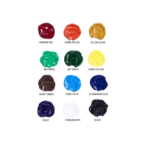 Premium Oil Paint - Set 12 Colors, Maximum Strength Pigmented Oil Paints for Professionals, Students,