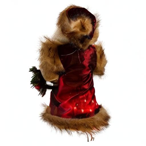 Kurt Adler 10-Light Burgundy and Brown Santa Treetop, 10-Inch