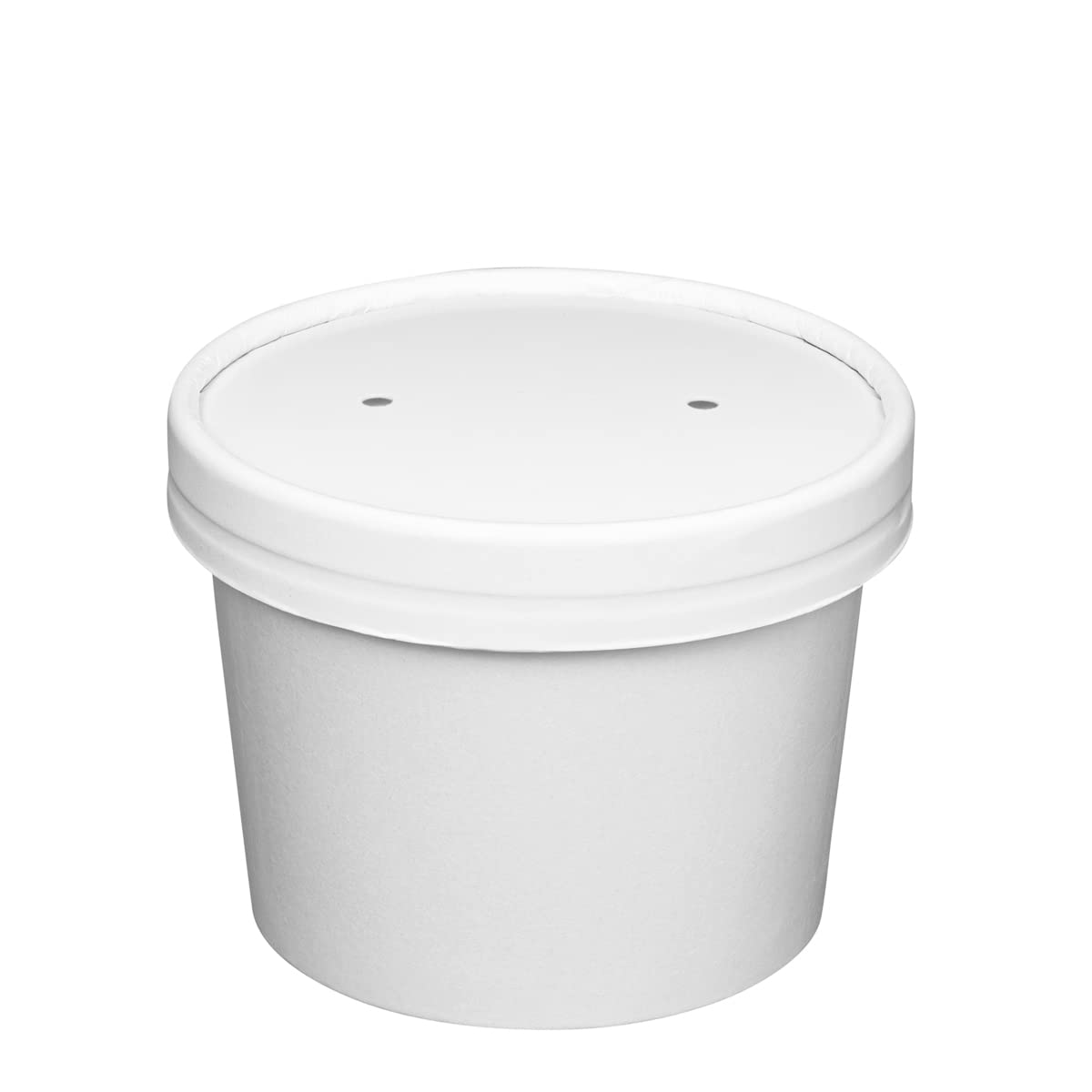 [8oz. - 25 Count White Paper Food Containers with Vented Lids - To Go Hot Soup Bowls, Disposable Ice Cream Cups, Ideal for Hot and Cold Foods - (Formerly Comfy Package)