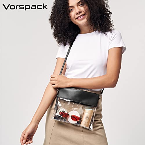 Vorspack Clear Bag Stadium Approved - PU Leather Clear Purse Clear Crossbody bag for Concert Festival
