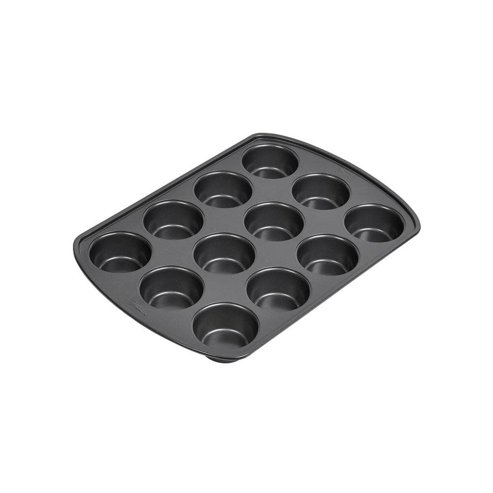 Wilton Gold Non-Stick Bakeware Muffin Pan - Baking Pan for Muffins & Cupcakes - Made Without PFAS, Dent Resistant & Dishwasher Friendly - Offers Even Heat Distribution - 10.5 x 15 x 2 Inches, 12 Cup