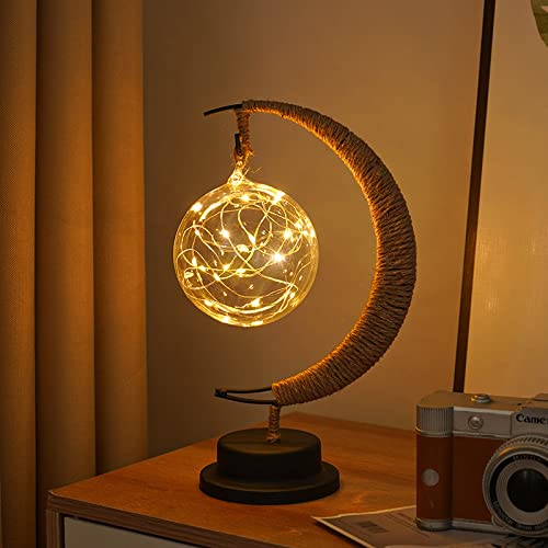 Nusogon Enchanted Lunar Lamp -Magic Moon Shape Lamp,LED Crescent Light,Ramadan Lamp,Hanging Moon Lamp,Home Bedroom Romantic Bedside Desktop Nightstand Decoration. Decorative Lights(USB Included)