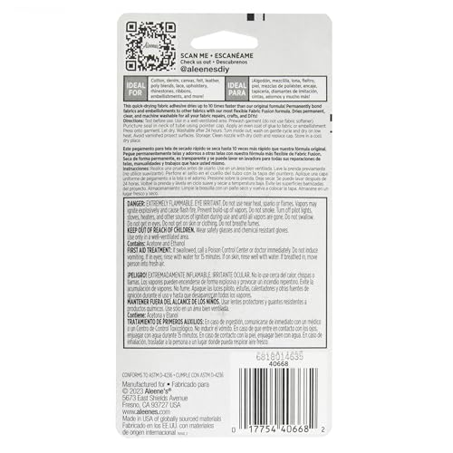 Quick Dry Fabric Fusion, Fast-Drying Permanent Fabric Glue, Stong Bond Dries Soft and Clear in Minutes, .1 fl oz 3-Pack