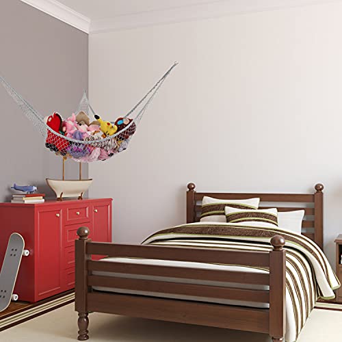 KOHUIJOO Stuffed Animals Net, Toy Hammock for Stuffed Animals, Jumbo Toy Storage Net 83" Wall Sling Corner Extra Large Kids Children Mesh Toy Net Organizer (Gray, 83 Inch)