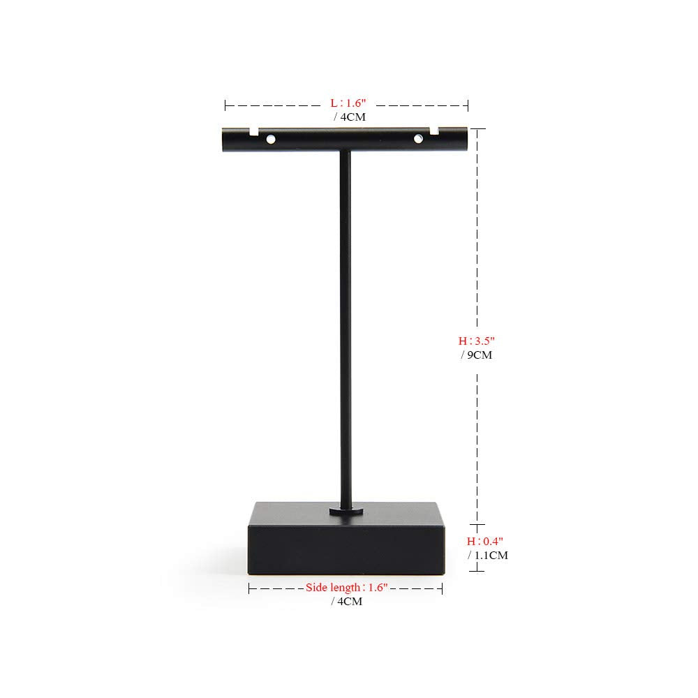 Oirlv Pure Metal T- Shape Earring Display Stand Showcase Organizer Earring Tree(Black)