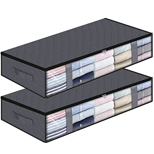 StorageRight Storage Bags, Clothes Storage,Under bed Storage Containers With Durable Handles,Large Capacity Storage Bins,Foldable Storage Organizers For Clothes,Bedding and Toys-75L/2 Pack/Grey