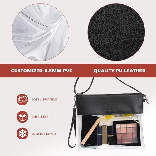 Vorspack Clear Bag Stadium Approved - PU Leather Clear Purse Clear Crossbody bag for Concert Festival