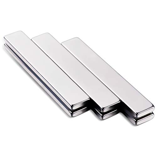MIKEDE Strong Rare Earth Neodymium Magnets, Heavy Duty Bar Magnets with Double-Sided Adhesive, Powerful Pull Force, perfect for Fridge, Garage, Kitchen, Science, Craft, Office, DIY 60x10x3mm 6pack