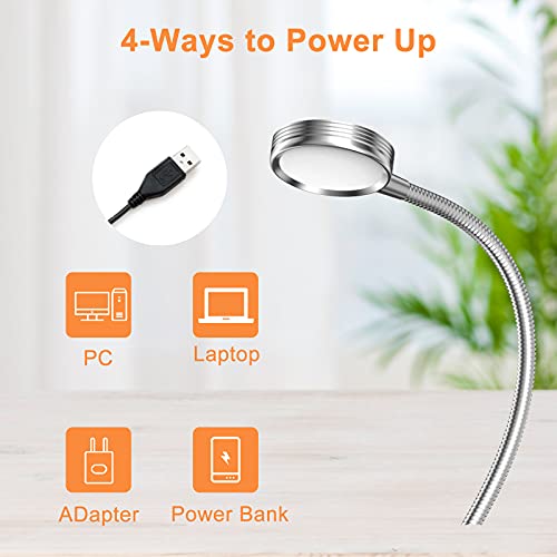 LEPOWER Clip on Light/Reading Light/Book Light Color Changeable/Night Light Clip on for Desk, Bed Headboard and Computers (Silver)