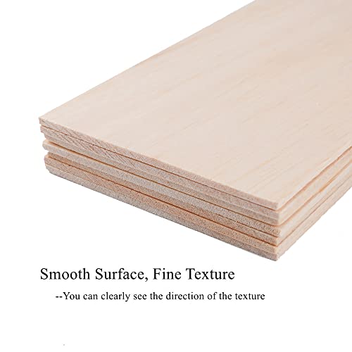 12 Pack Balsa Wood Sheets 1/16 x 4 x 8 Inch Natural Wood Color Unfinished Wood for Crafts Make Models of House Airplane Ship Boat DIY Wooden Plate Model (200x100x1.5mm)