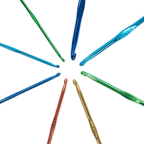 Boye Crochet Set Alum Sz Notion, Hook sizes: 3.125-6.5 mm, US D-K, Assorted