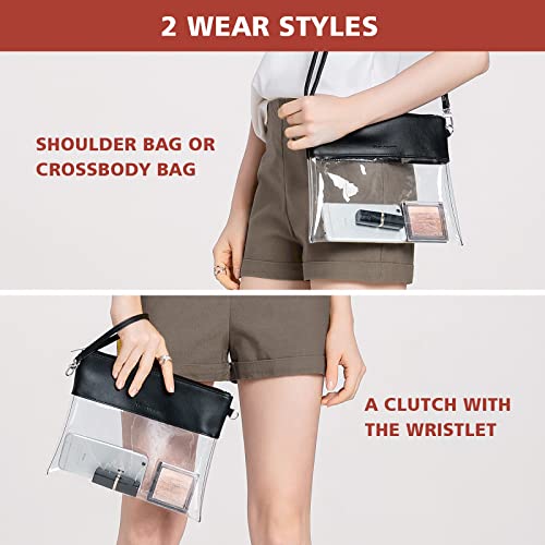 Vorspack Clear Bag Stadium Approved - PU Leather Clear Purse Clear Crossbody bag for Concert Festival