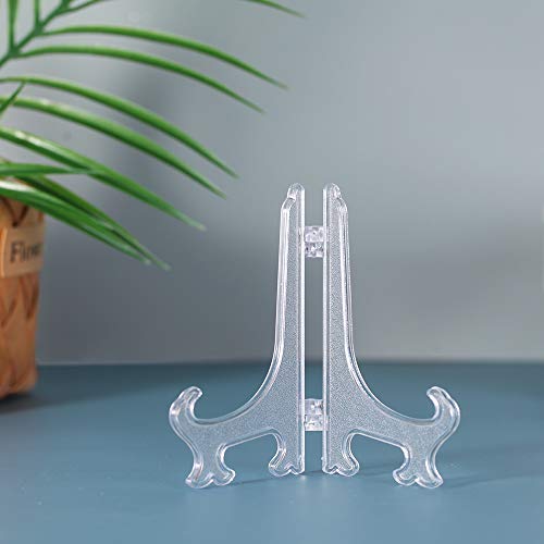 Artliving 5" Clear Plastic Easels or Stand/Plate Holders to Display Pictures or Other Items at Weddings, Home Decoration, Birthdays, Tables (24 Pack)