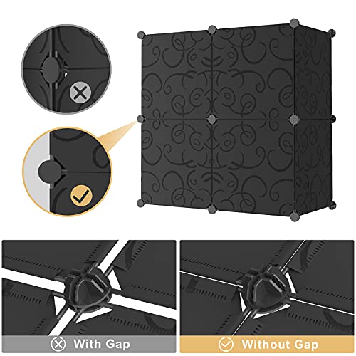 BASTUO Cube Storage Organizer, 6-Cube Closet Shelves Modular Storage Cabinet Units, DIY Plastic Storage Cube Organizerv Bookcase Shelves Organizer with Doors for Livingroom, Bedroom and Office