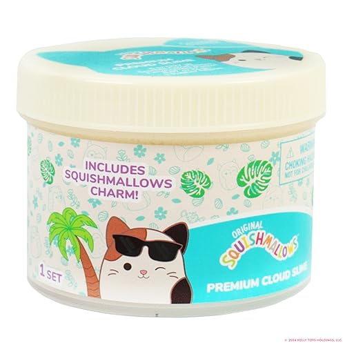 Original Squishmallows Cam The Cat Premium Coconut Scented Slime, 8 oz. Scented Slime, 2 Fun Slime Add Ins, Fluffy Slime, Pre-Made Slime for Kids, Great 6 Year Old Toys, Super Soft Sludge Toy