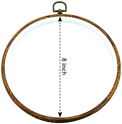 8'' Round Embroidery Hoops – 5PCS 20CM Imitated Wood Cross Stitch Hoop Frames for Needlepoint, DIY Sewing, and Craft Display