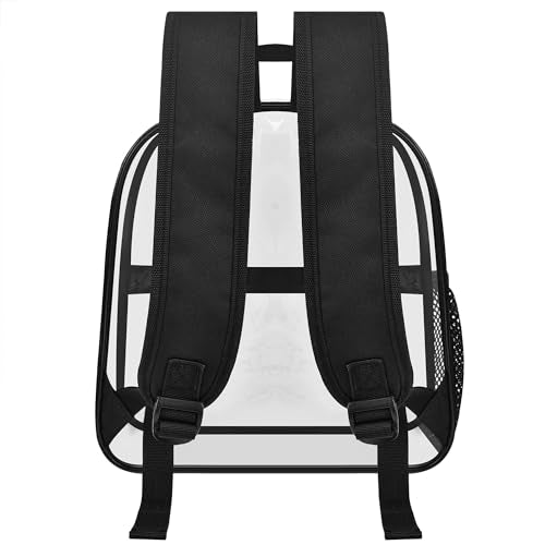 USPECLARE Clear Backpack for Stadium Approved 12×6×12, Water proof Clear Bag for Stadium Events and Concert Work Sport Event（Black）