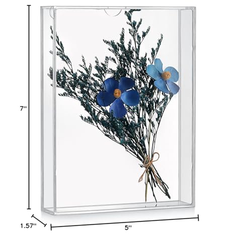MarccTipton 5x7 Shadow Box Frame, Acrylic Photo Picture Frame, DIY Tabletop Display Case, All Clear Memory Box for Dried Flowers/Kids Room/Birthday/Wedding/Party/Shop Decor (1.1” Interior Depth)