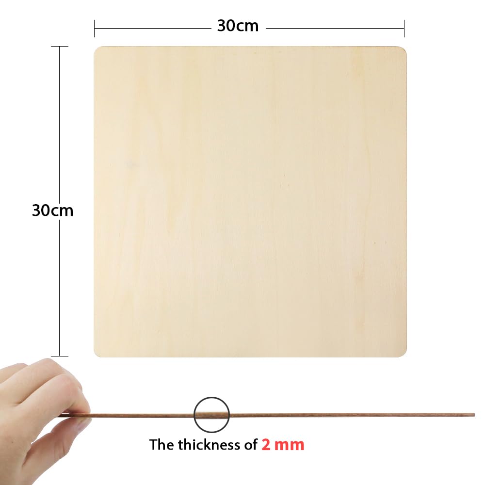 FSWCCK Pack of 4 PCS 12 x 12 Inch Craft Wood, Plywood Board Basswood Sheets, Perfect for DIY Projects, Drawing, Painting, Laser, Wood Burning, Wood Engraving and Laser Projects