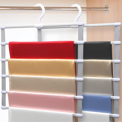 Closet Organizers and Storage,Pants Hangers Space Saving,Al Alloy Hangers for Organization and Storage,Dorm Room Essentials for College Students Girls,Home Organization Scarf Jeans Hangers-2 Pack