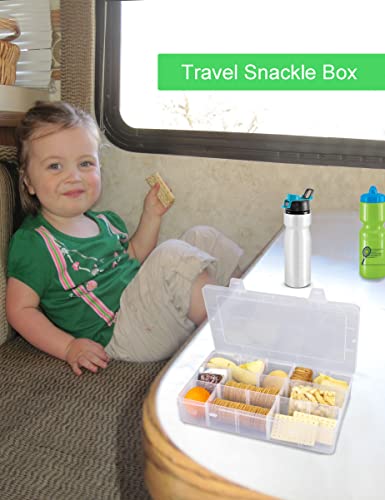 Tnqhuq Plastic Organizer Box Craft Box Bead Organizer Tackle Box Organizer 2 Pack 15 Large Grids Clear Craft Storage Box Snackle Box Container Washi Tape Organizer