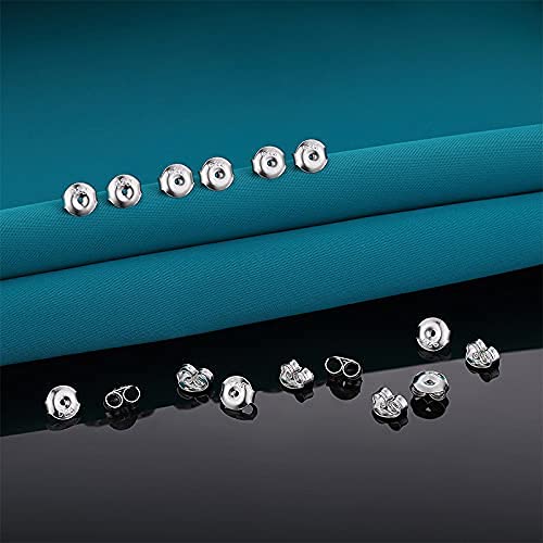 Catinee 16PCS 925 Sterling Silver Earring Backs,14k White Gold Plated Earring Backs for Studs,Hypoallergenic Secure Earring Backings for Locking Stud Earrings