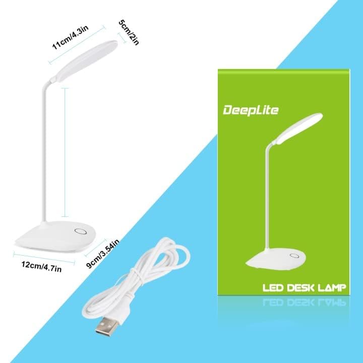 DEEPLITE LED Desk Lamp with Flexible Gooseneck 3 Level Brightness, Battery Operated Table Lamp 5W Touch Control,Compact Portable lamp for Dorm Study Office Bedroom,Eye-Caring and Energy Saving