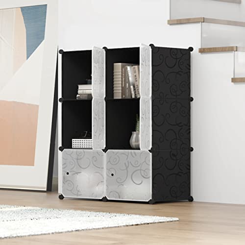 BASTUO Cube Storage Organizer, 6-Cube Closet Shelves Modular Storage Cabinet Units, DIY Plastic Storage Cube Organizerv Bookcase Shelves Organizer with Doors for Livingroom, Bedroom and Office